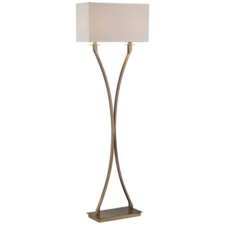 Image 2 Lite Source Cruzito 59 inch Rectangular Shade Antique Brass Floor Lamp