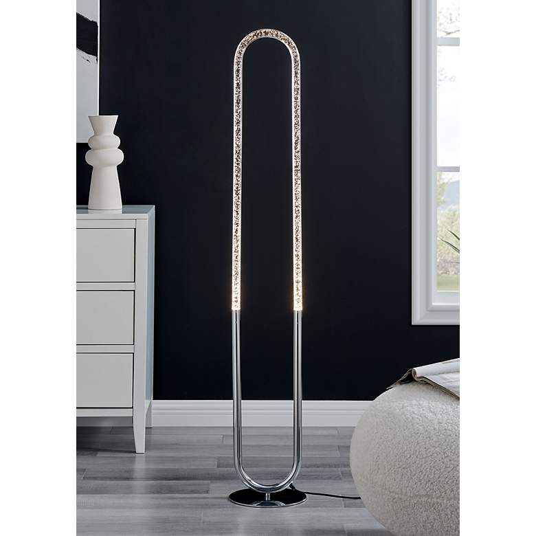 Image 1 Lite Source Cubby 55" HIgh Modern Oval Chrome LED Floor Lamp