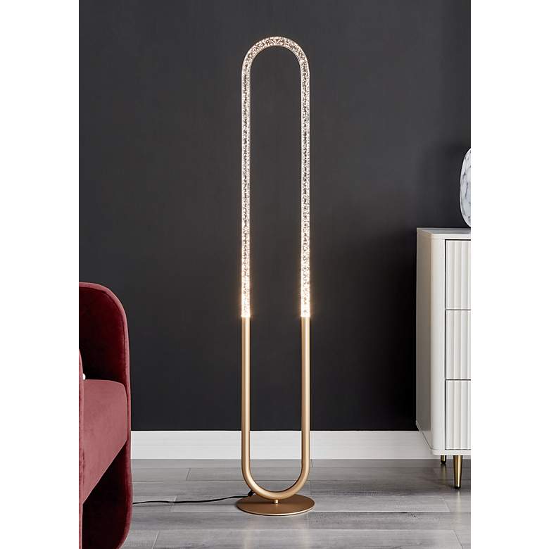 Image 1 Lite Source Cubby 55" High Modern Oval Gold Floor Lamp