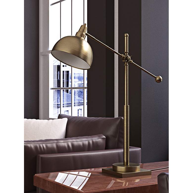 Image 4 Lite Source Cupola 30" High Brass Adjustable Balance Arm Desk Lamp more views