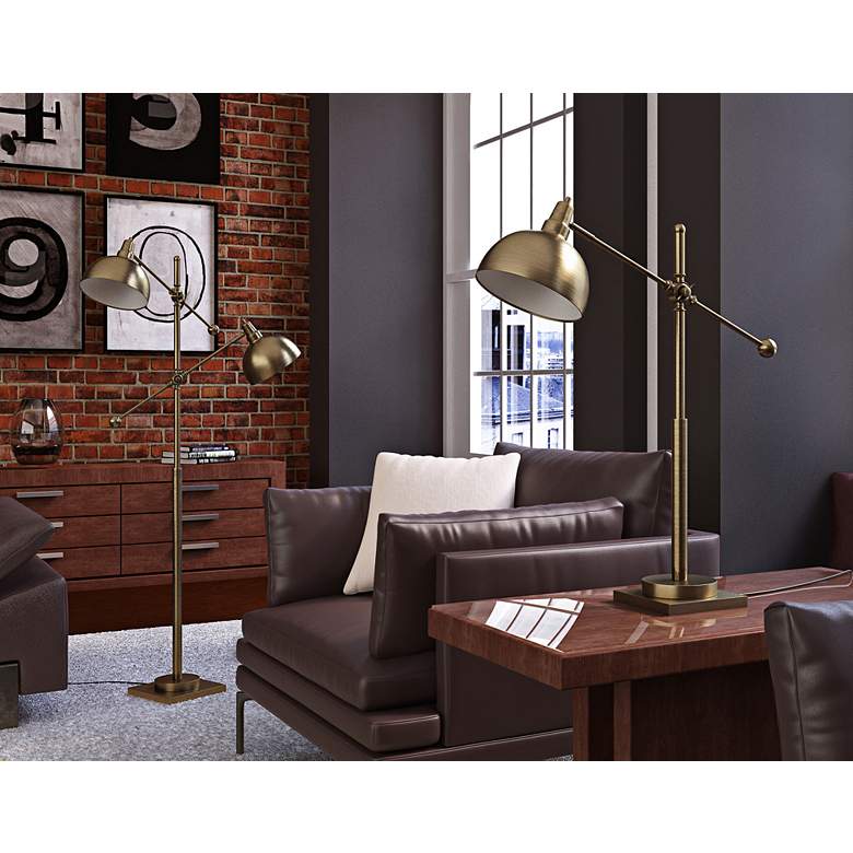 Image 5 Lite Source Cupola 30" High Brass Adjustable Balance Arm Desk Lamp more views