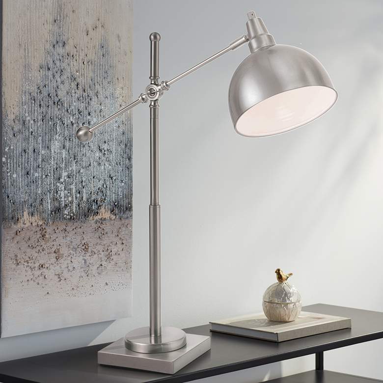 Image 1 Lite Source Cupola 30" High Brushed Nickel Metal Desk Table Lamp