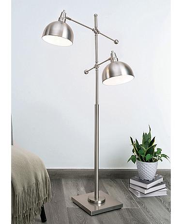 Lite Source Cupola 59" Brushed Nickel 2-Light Metal Floor Lamp