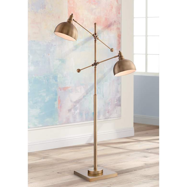 Image 1 Lite Source Cupola 59 inch Brushed Brass Modern 2-Light Floor Lamp