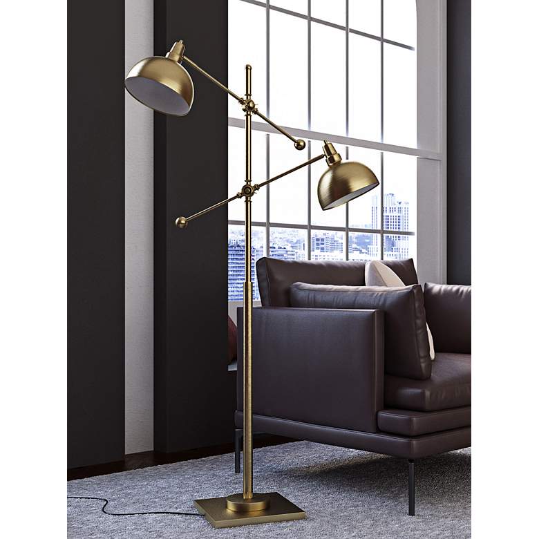 Image 5 Lite Source Cupola 59" Brushed Brass Modern 2-Light Floor Lamp more views