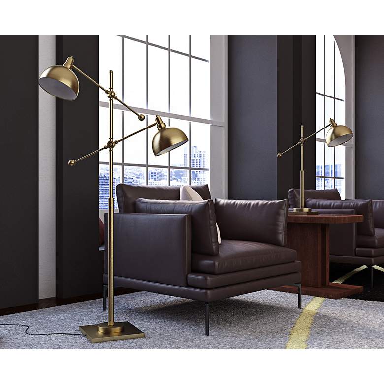 Image 6 Lite Source Cupola 59" Brushed Brass Modern 2-Light Floor Lamp more views