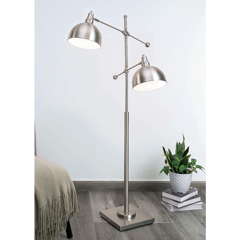 Image 1 Lite Source Cupola 59" Brushed Nickel 2-Light Metal Floor Lamp