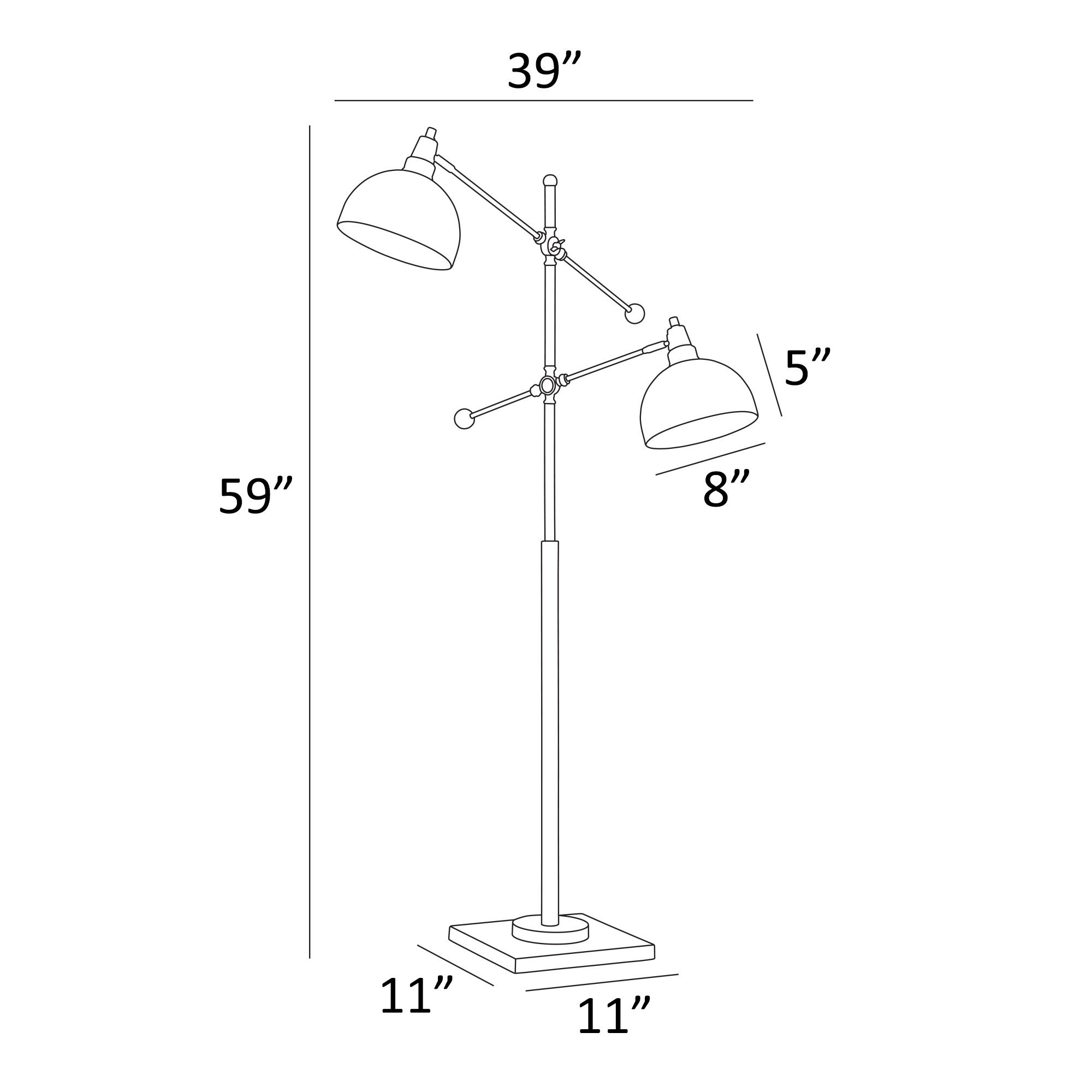 Image 6 Lite Source Cupola 59" Brushed Nickel 2-Light Metal Floor Lamp more views