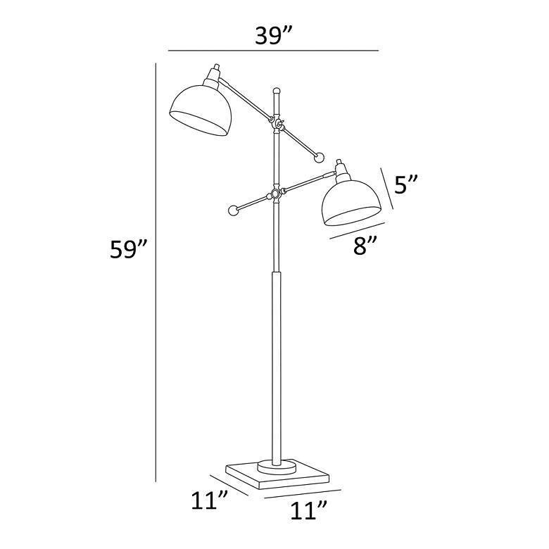 Image 6 Lite Source Cupola 59" Brushed Nickel 2-Light Metal Floor Lamp more views