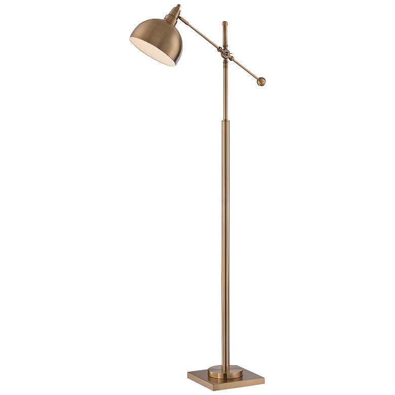 Image 2 Lite Source Cupola Adjustable Height Brushed Brass Downbridge Floor Lamp