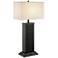 Lite Source Darrion Black Wood Outlet and USB Table Lamp