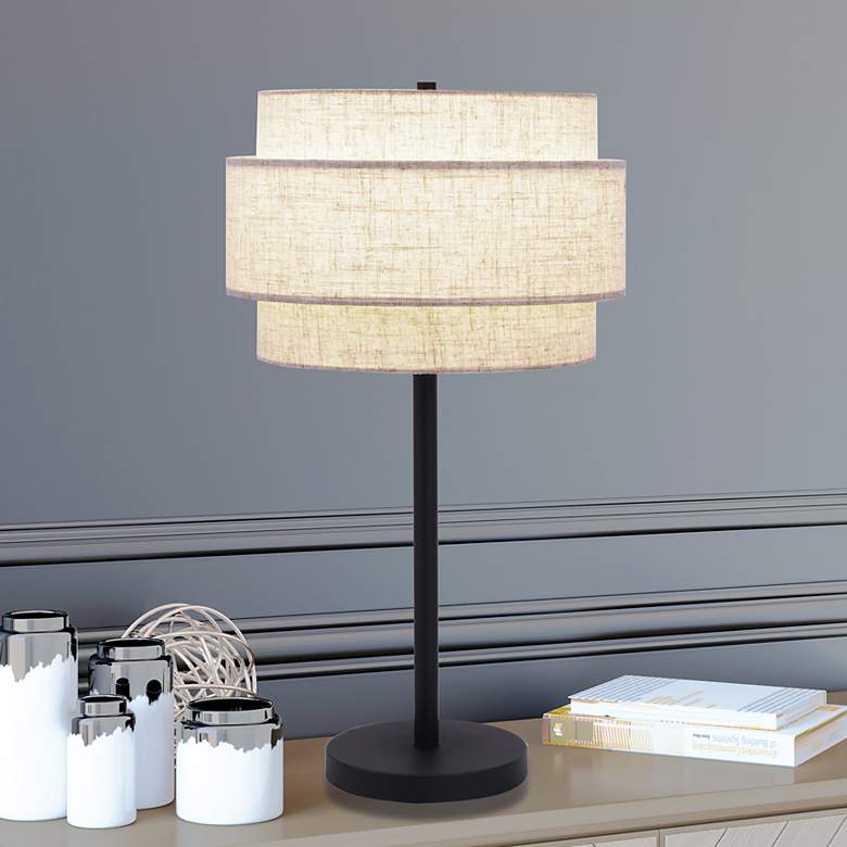 Image 1 Lite Source Deena 28 1/4" High Black Finish Tiered Shade Table Lamp