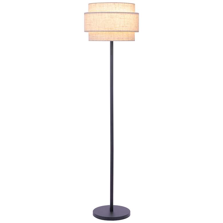 Image 2 Lite Source Deena 63 1/4" High Black Finish Double Shade Floor Lamp