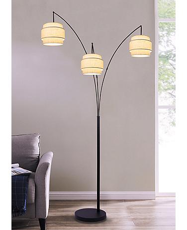 Lite Source Deena 91" High Black Finish Drum Shade Arc Floor Lamp