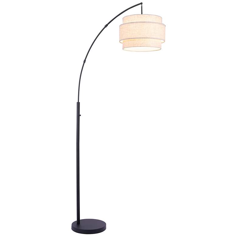 Image 2 Lite Source Deena 91" Black Finish 1-Light Drum Shade Arc Floor Lamp