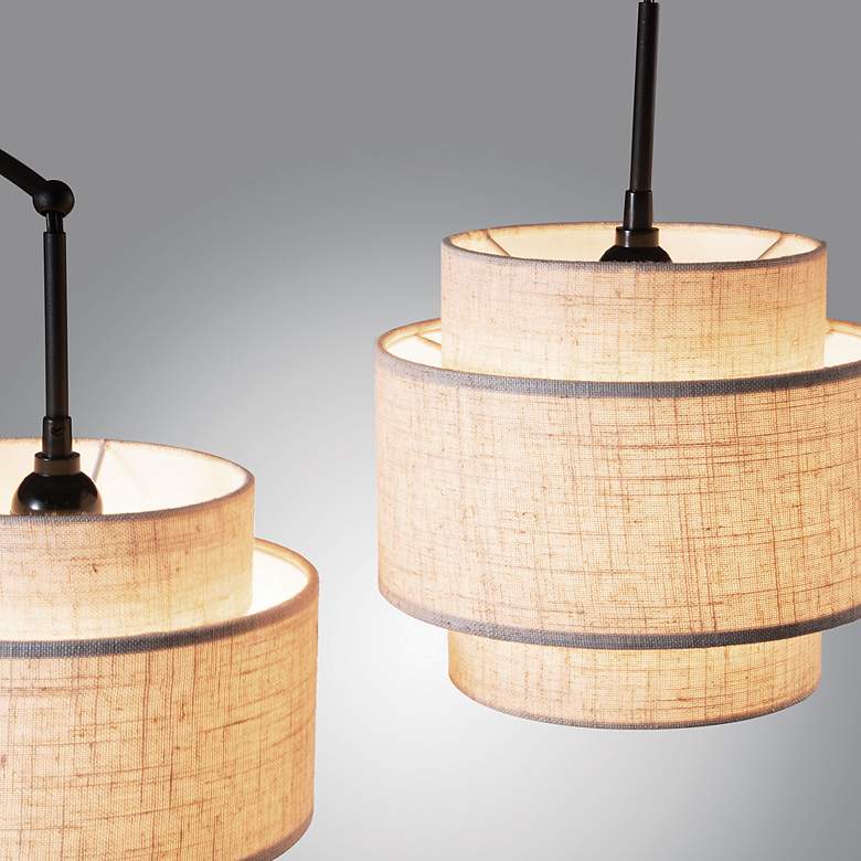 Image 4 Lite Source Deena 91" High Black Finish Drum Shade Arc Floor Lamp more views
