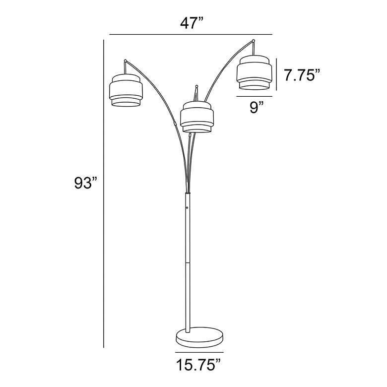 Image 6 Lite Source Deena 91" High Black Finish Drum Shade Arc Floor Lamp more views
