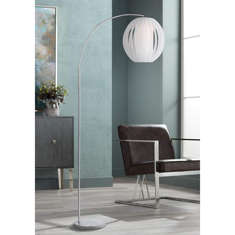 Image 1 Lite Source Deion 79 1/2" HIgh Brushed Nickel Modern Arc Floor Lamp