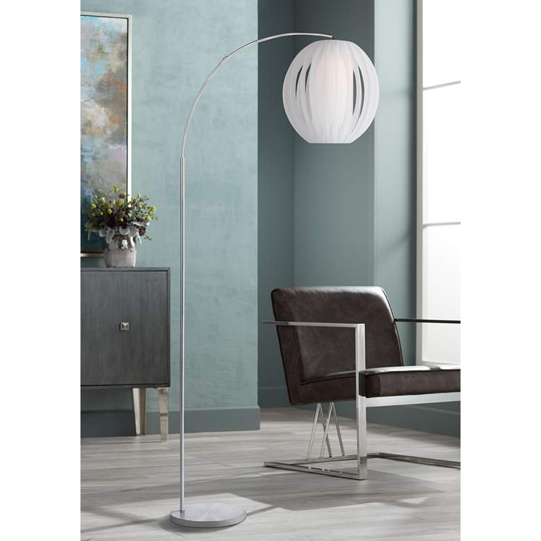 Image 1 Lite Source Deion 79 1/2 inch HIgh Brushed Nickel Modern Arc Floor Lamp