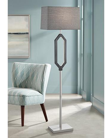 Lite Source Desmond 63 3/4" Charcoal Floor Lamp with LED Night Light