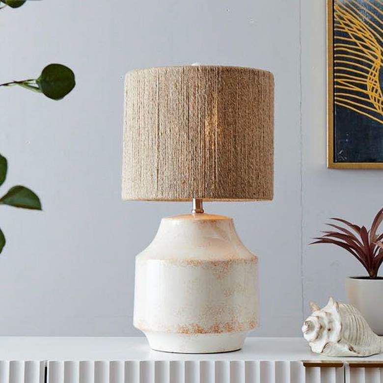 Image 1 Lite Source Donnie Rusted White Ceramic Table Lamp