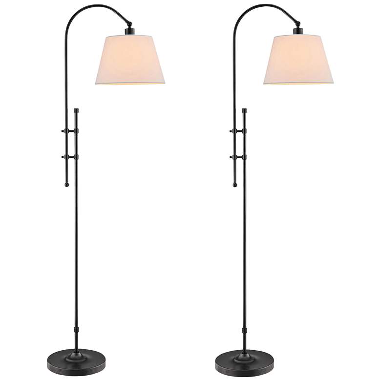 Image 2 Lite Source Duane 66" Bronze Adjustable Arc Floor Lamps Set of 2