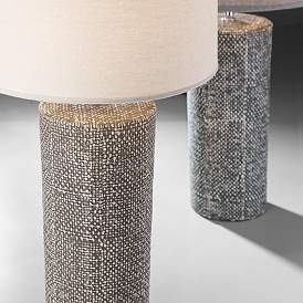 Image3 of Lite Source Dustin Gray Pedestal Ceramic Column Table Lamp more views