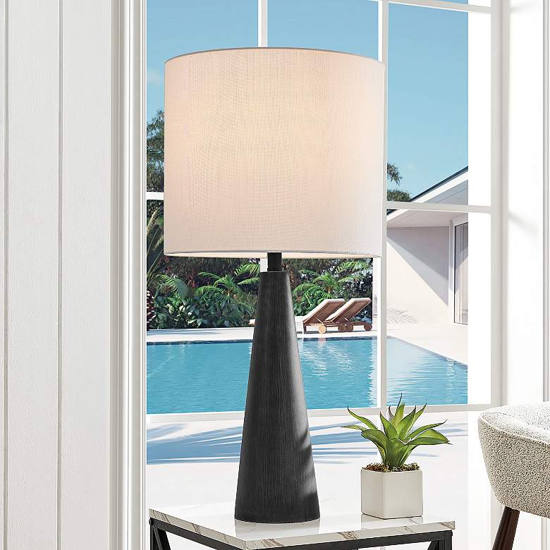 Image 1 Lite Source Dyre 31" High Black Concrete LED Outdoor Table Lamp