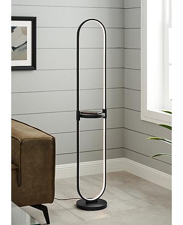 Lite Source Dysis 56" Black LED USB Floor Lamp with Wireless Charger