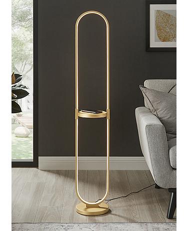 Lite Source Dysis 56" Gold LED USB and Wireless Charger Floor Lamp