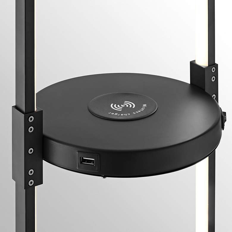 Image 4 Lite Source Dysis 56" Black LED USB Floor Lamp with Wireless Charger more views