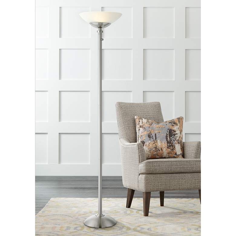 Image 1 Lite Source Edith Brushed Nickel LED Torchiere Floor Lamp