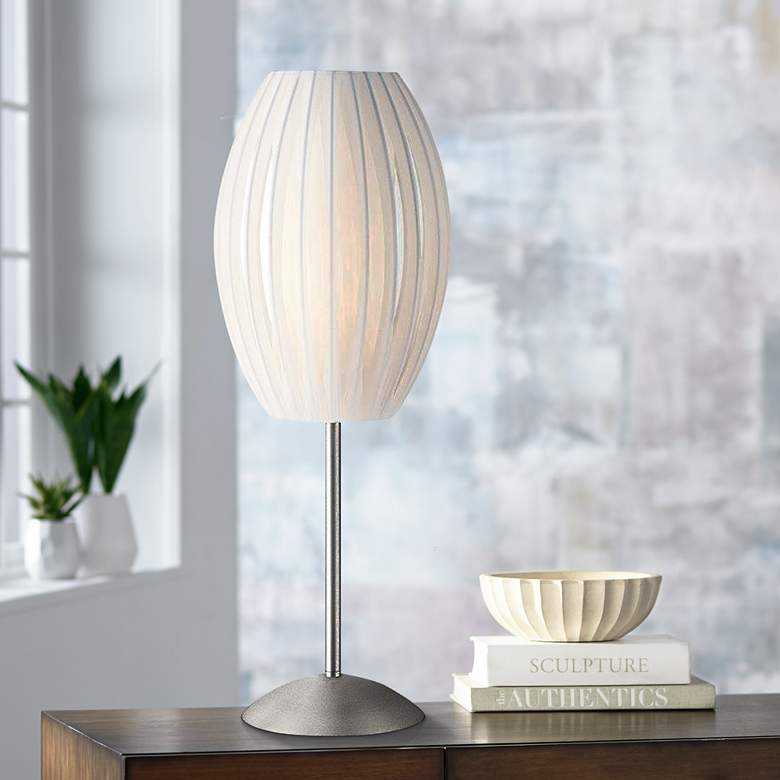 Image 1 Lite Source Egg 25 inch Satin Steel and Sica White Modern Table Lamp
