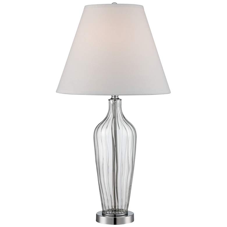 Image 1 Lite Source Emilie Chrome Striated Clear Glass Table Lamp