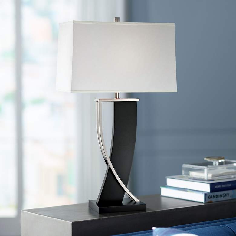 Image 1 Lite Source Estella 31" Dark Walnut Two-Tone Modern Table Lamp
