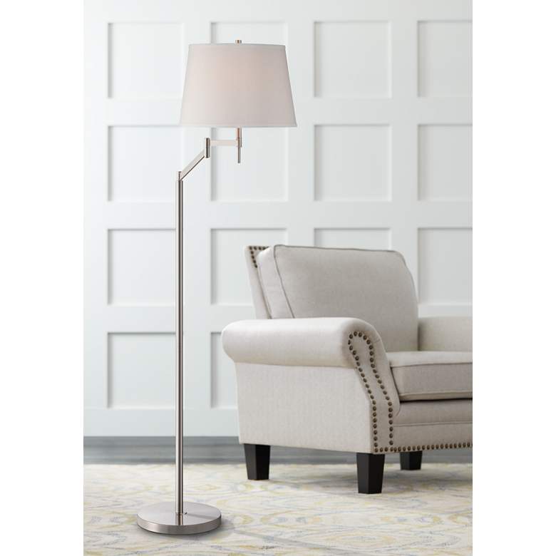 Image 1 Lite Source Eveleen 61 inch High Swing Arm Floor Lamp in Silver