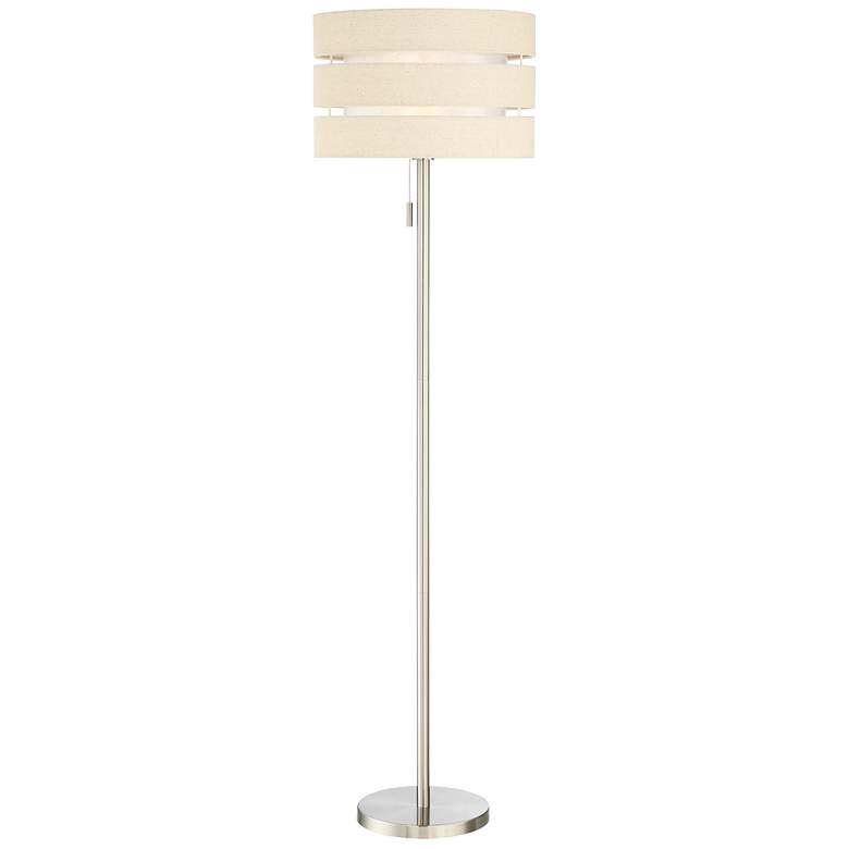 Image 2 Lite Source Falan 60 1/2" Ribbon Linen and Nickel Modern Floor Lamp