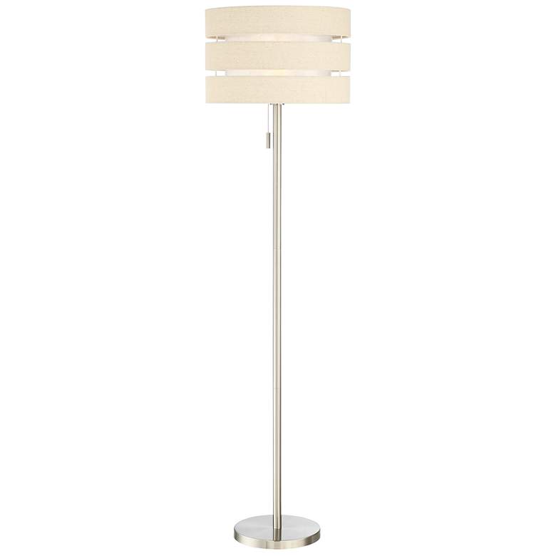 Image 2 Lite Source Falan 60 1/2 inch  Ribbon Linen and Nickel Modern Floor Lamp