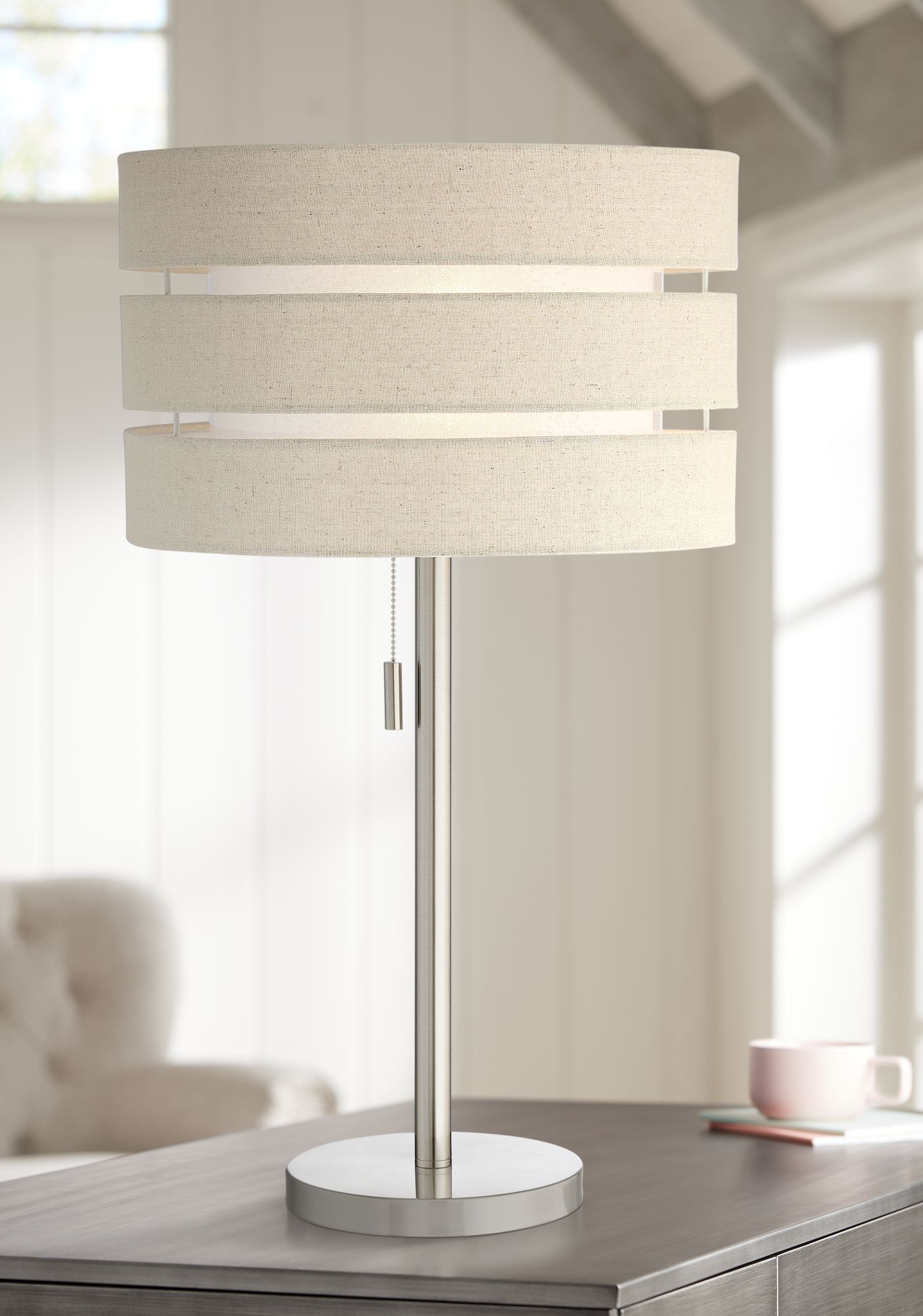 Lite Source Falan Brushed Nickel Modern Table Lamp