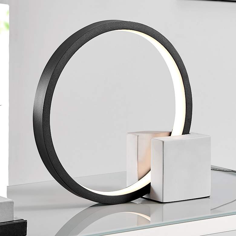 Image 1 Lite Source Fannie 12 1/4" High Black Gray Ring Modern LED Accent Lamp