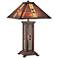 Lite Source Farah Bronze Tiffany-Style Nightlight Art Glass Table Lamp