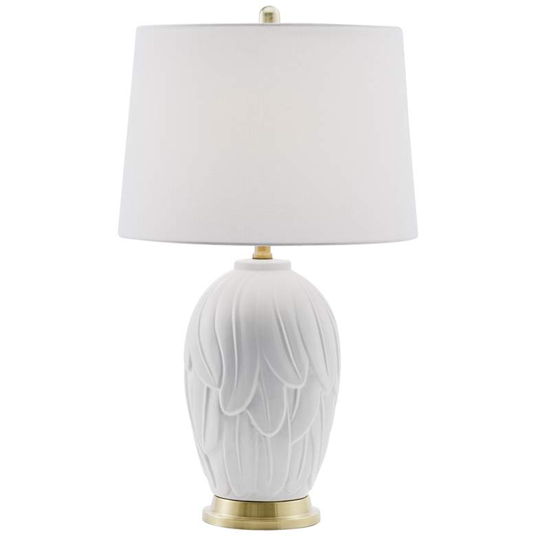 Image 2 Lite Source Farida 27" High White Ceramic Feathers Table Lamp
