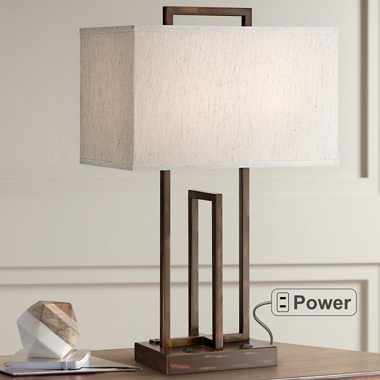 Image 1 Lite Source Farren 26 1/2 inch 2-Outlet Dark Bronze Table Lamp