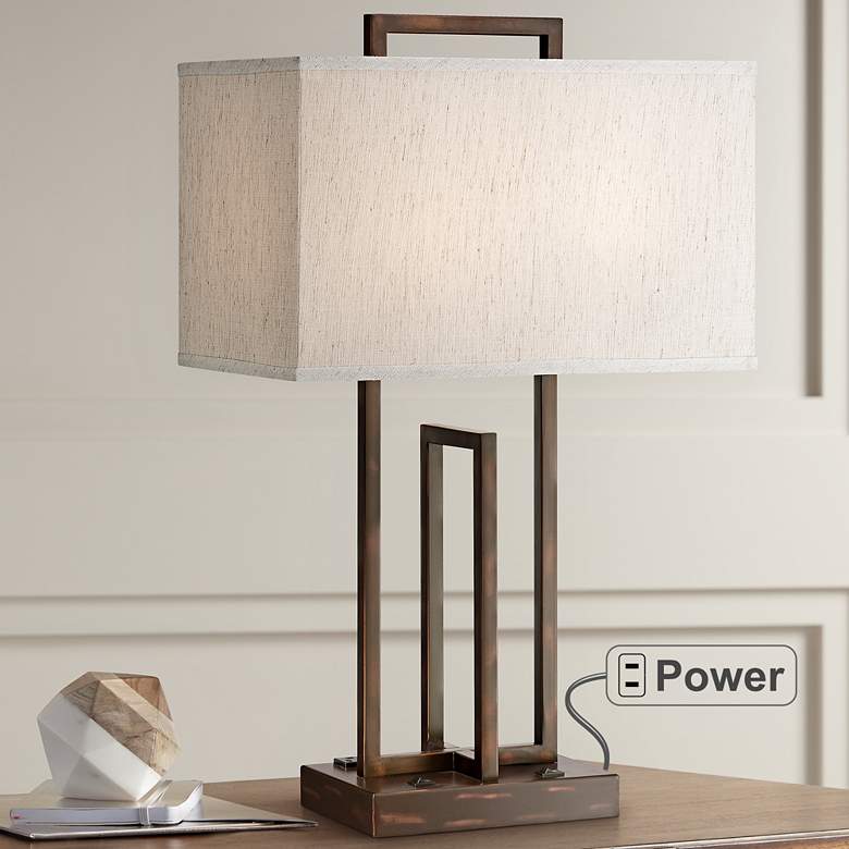 Image 1 Lite Source Farren 26 1/2" 2-Outlet Dark Bronze Table Lamp