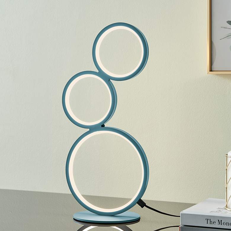 Image 1 Lite Source Fedora 17 1/4 inch High Blue LED Accent Table Lamp