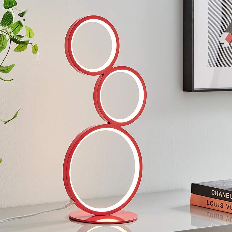 Image 1 Lite Source Fedora 17 1/4" High Red LED Accent Table Lamp