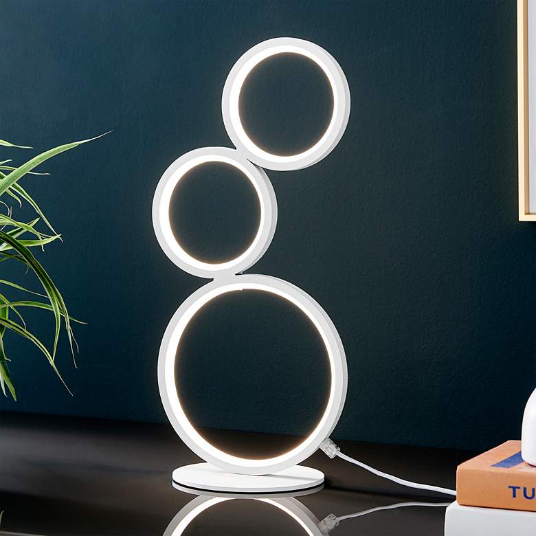 Image 1 Lite Source Fedora 17 1/4" High White LED Accent Table Lamp