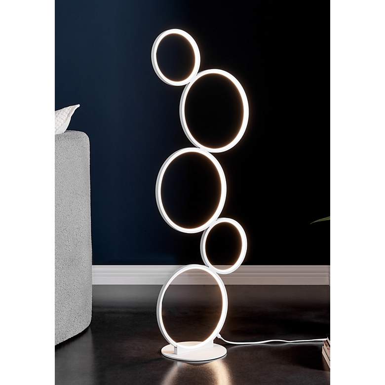 Image 1 Lite Source Fedora 45" White Finish Modern Circles LED Floor Lamp