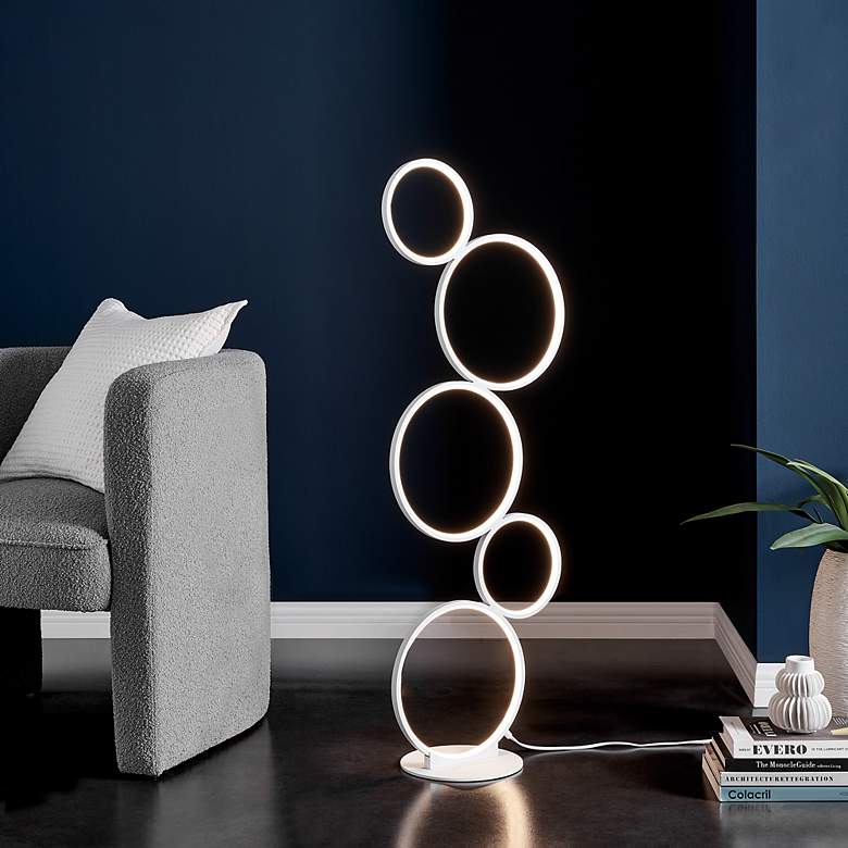Image 3 Lite Source Fedora 45" White Finish Modern Circles LED Floor Lamp more views