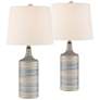 2_Lite Source Felicia 23" White and Blue Ceramic Table Lamps Set of 2